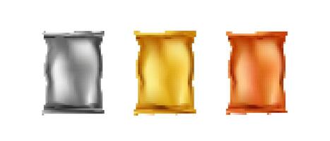 Metallic barrels in silver gold and bronze displayed in a row together in simple formation vector