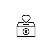 Donation box with heart symbolizing generosity and support for community and charitable causes vector