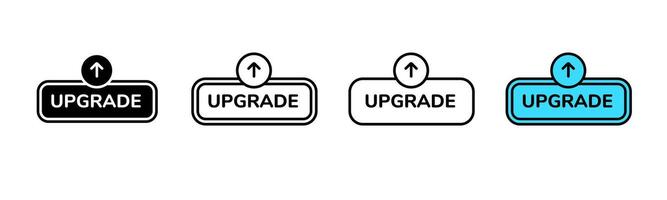 Four upgrade button designs with arrow icons in different color combinations vector