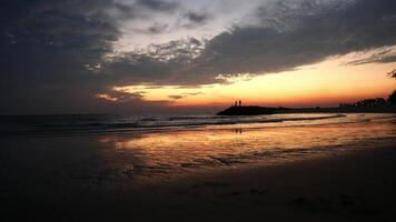 Evening sky with beautiful red-orange clouds video