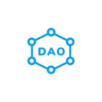 Dao logo with hexagonal shape and blue lines illustrating decentralized autonomous organization vector