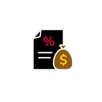 Financial document with percentage symbol and money bag icon for business and finance concepts vector