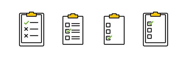 Different types of checklist icons symbolizing tasks and organization vector