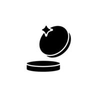 Glossy black icon of a reflective magic ball floating above its circular stand vector