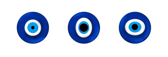 Blue evil eye charms with concentric circles symbolizing protection and good luck vector