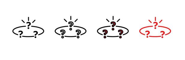 Question mark icon set with circular arrangement in black and red vector