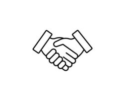 Simple black outline drawing of two hands shaking in a friendly handshake gesture symbol vector