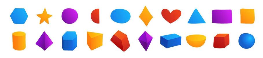 Geometric shapes like triangles, circles, and rhombuses for learning. vector