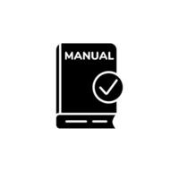 Manual book icon with check mark for approved instruction or guide document vector