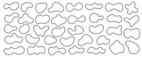 Organic blob shapes set. Amorphous liquid elements. Amoeba irregular fluid designs. Random sponges. vector