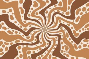Caramel and chocolate pattern background. Swirl peanut butter. Creamy milk wavy syrup. Abstract groovy spiral stripes of sweet with retro deign. vector
