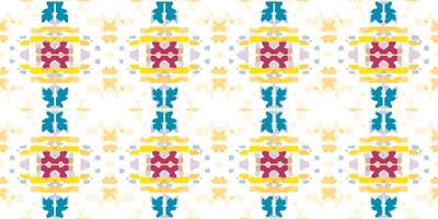Seamless abstract geometric pattern. Boho ethnic style. Bright colors. Yellow, blue, and red accents. Repeating motifs design. Intricate motifs. Modern style. Playful aesthetic. vector