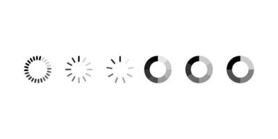 six loading icons in a row. Suitable for web design, presentations, and technologyrelated projects that require visual representation of loading processes. vector