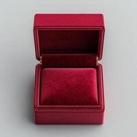 Ultra-Realistic Image of Velvet Red Ring Box on White photo