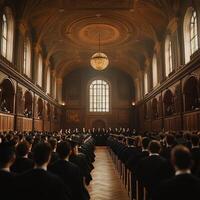 Traditional graduation in an old European university with classic elegance photo