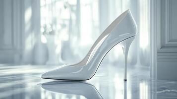 Elegant White High Heels Captured in a Light Realistic Photo