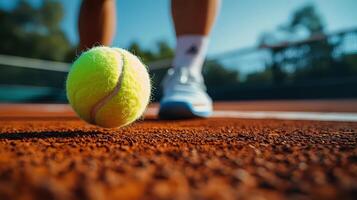 High-resolution tennis action, player serving with intense focus outdoors photo