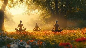 Tranquil Forest Yoga Practice with Sun Salutations, Trees and Wildflowers photo