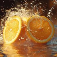 Vibrant Citrus Splash of Orange Slices with Water Droplets in 8K photo