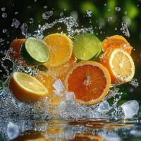 Summer Freshness in Surreal Citrus Explosion with Lemon and Ice photo