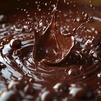Glossy Dark Chocolate Splash Creating Beautiful Swirls photo