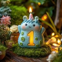 Fun and Vibrant Number 1 Candle for Birthday Party Decoration photo