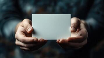 High-resolution image of hands holding blank card with space photo