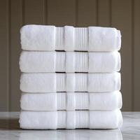 Fluffy White Cotton Towels with High Absorbency for Bath and Spa photo