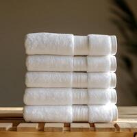 Comfortable and Absorbent White Towels for Home, Hotel, and Spa photo