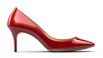 Bright red high heels, a glamorous touch to any outfit. photo