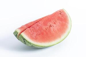 Fresh slice of juicy watermelon on white background, close-up view. photo