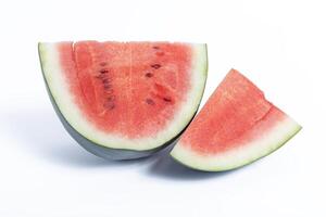 Ripe watermelon slices on white background, closeup view photo
