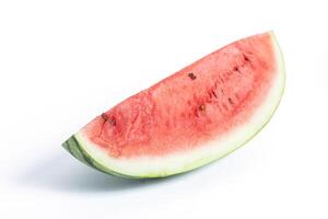 Fresh watermelon slice on white background, closeup photo