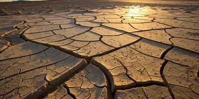A close up of a cracked desert surface, showcasing intricate patterns and deep fissures, photo