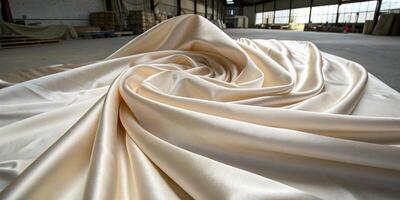 A silk fabric flowing in the wind, capturing the soft, smooth texture with realistic folds photo