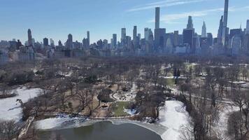 Famous Central Park at Manhattan New York in United States . Metropolis Dry Trees. video