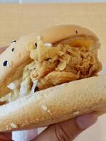 Crispy Fried Chicken Sandwich in Sesame Seed Bun photo