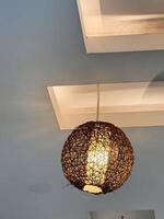 Woven Pendant Light with Warm Glow photo