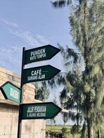 Directional Signpost to Local Attractions and Hiking Trail. Brakseng Cangar Batu. photo