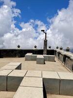 Scenic Rooftop Terrace with Stone Blocks and Blue Sky. Seruni Point Bromo photo