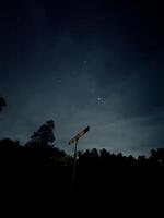 Starry Night Sky with Signpost. Ranu Regulo Semeru Lumajang photo
