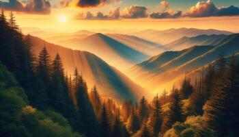 A beautiful sunset over the mountains photo