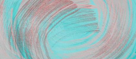 Pink and metallic strokes of paint on turquoise background. Place for your design, banner format photo