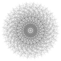 Abstract chaotic lines spiral round mandala in black line vector