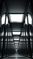 Moving forward in Data Center Room with Many Servers - View from Below video