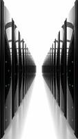 Corridor with Many Server Racks and White Background video