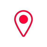 Red location pin icon symbolizing navigation on digital maps and gps applications vector