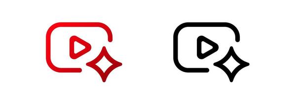 Red and black play icons with star shape for media applications and platforms vector