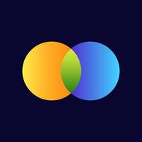 Vibrant overlapping circles in yellow orange green blue showing harmony through color blending vector