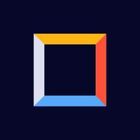 Colorful square frame with yellow, red, blue, and gray sides in simple geometric design vector